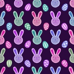 Fototapeta premium Spring animals seamless Easter rabbit pattern for wrapping paper and fabrics