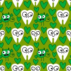 Obraz premium Medicine seamless teeth pattern for doctors accessories and drugstore packaging