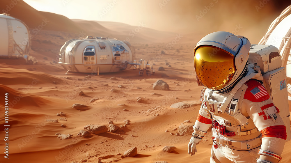 Poster exploring the surface of mars with advanced technology