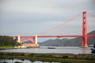 Fototapeta premium San Francisco, CA, USA. April 24, 2012: Golden Gate Bridge spanning the bay in San Francisco, California.