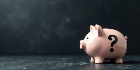 Fototapeta premium Uncertain Financial Future A Pink Piggy Bank with a Question Mark