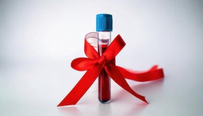 blood tube with red ribbon