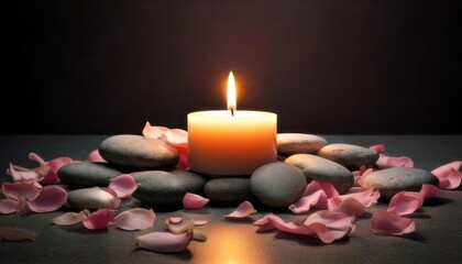 candles and stones relaxation concept