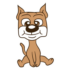 Dog Sits Cute Little Happy Puppy Pet Friendly Fun Design Lover Art Vector Illustration Card T-Shirt Poster Sticker Graphic Print Decorative Drawing Isolated Logo Decoration Symbol Creative Cool Style
