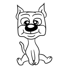 Dog Sits Cute Little Happy Puppy Pet Friendly Fun Design Lover Art Vector Illustration Card T-Shirt Poster Sticker Graphic Print Decorative Drawing Isolated Logo Decoration Symbol Creative Cool Style
