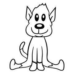 Dog Sits Cute Little Happy Puppy Pet Friendly Fun Design Lover Art Vector Illustration Card T-Shirt Poster Sticker Graphic Print Decorative Drawing Isolated Logo Decoration Symbol Creative Cool Style
