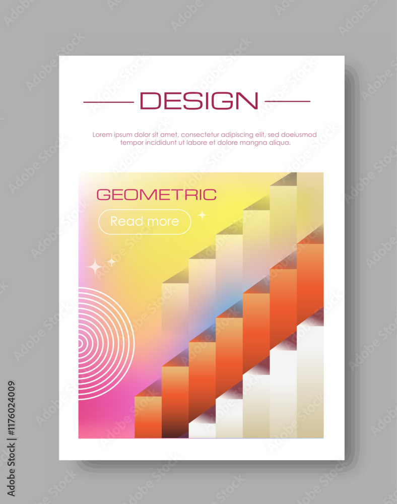 Poster abstract gradient poster. orange volumetric stairs. dynamic cool effect. modern art object. graphic 