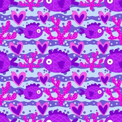 Ocean seamless fish pattern for wrapping paper and fabrics and linens