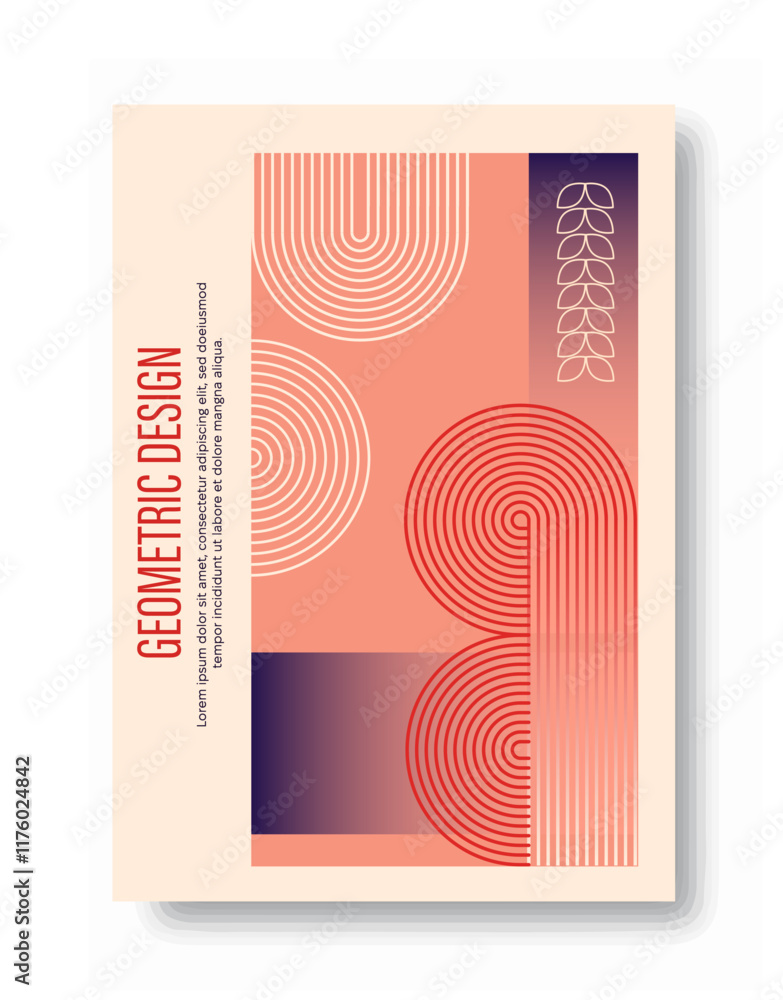 Poster abstract geometric poster. orange patterns from linear ornaments. dynamic cool effect. modern art ob
