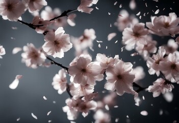 petals wind blossom background floating Cherry creating dancing black