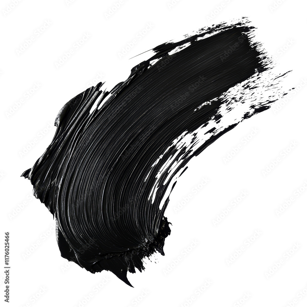 Poster bold black paint brushstroke on a pristine transparent background showcasing artistic expression, bl