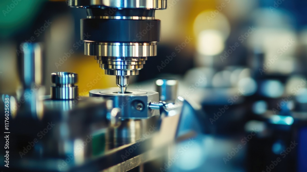 Poster precision manufacturing process in modern workshop with advanced cnc milling machine operating on me