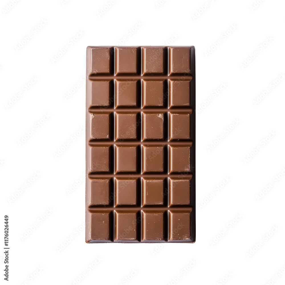 Poster delicious milk chocolate bar elegantly placed on a clean transparent background showcasing its smoot