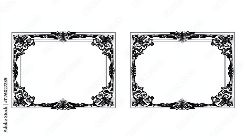 Aufkleber blank template for two horizontal rectangular labels with white background and black borders