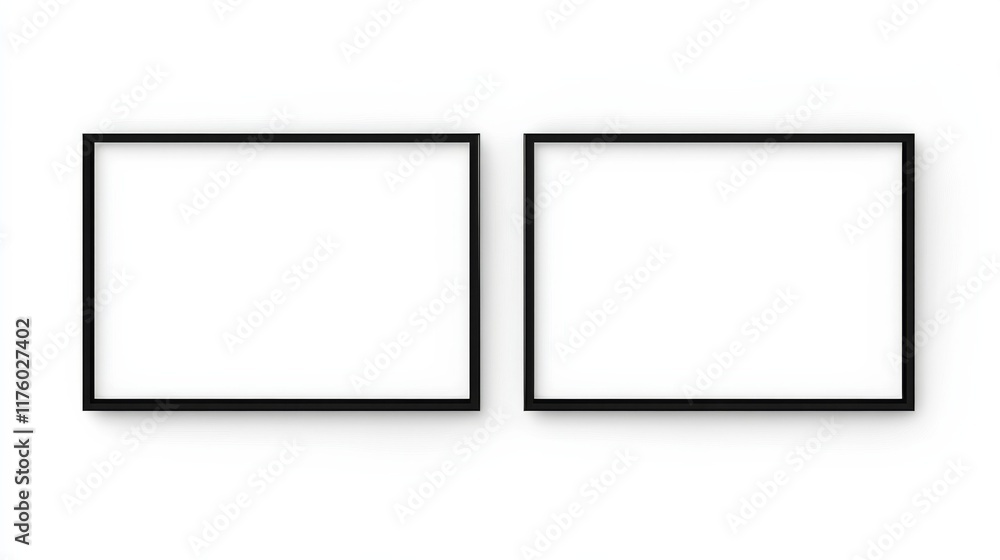 Aufkleber blank template for two horizontal rectangular labels with white background and black borders