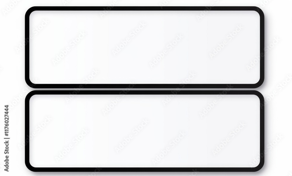 Aufkleber blank template for two horizontal rectangular labels with white background and black borders