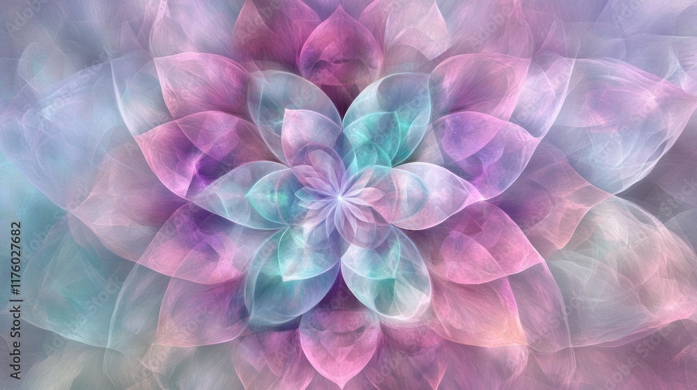 Poster ethereal floral abstract design with soft pastel colors and blurred effects creating a dreamlike and
