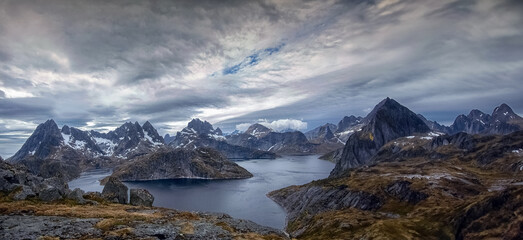Lake "Solbj&oslash;rnvannet" in Flakstad municipality, Lofoten islands