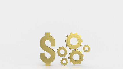 The Gold dollar symbol and gear for technology or Business concept 3d rendering.
