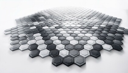Fototapeta premium 3D Futuristic honeycomb mosaic white background. Generated image