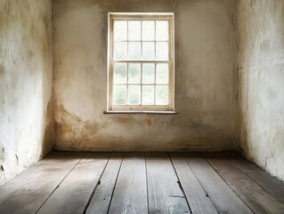 A window in a room with a wooden floor