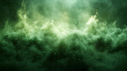 Fototapeta premium Green Dust Effect on a Solid Background. Generative AI