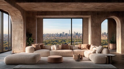 Obraz premium A stylish living room that includes an unoccupied photo ledge