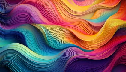 Wallpaper from wavy shapes filled colorful gradient. Generated image