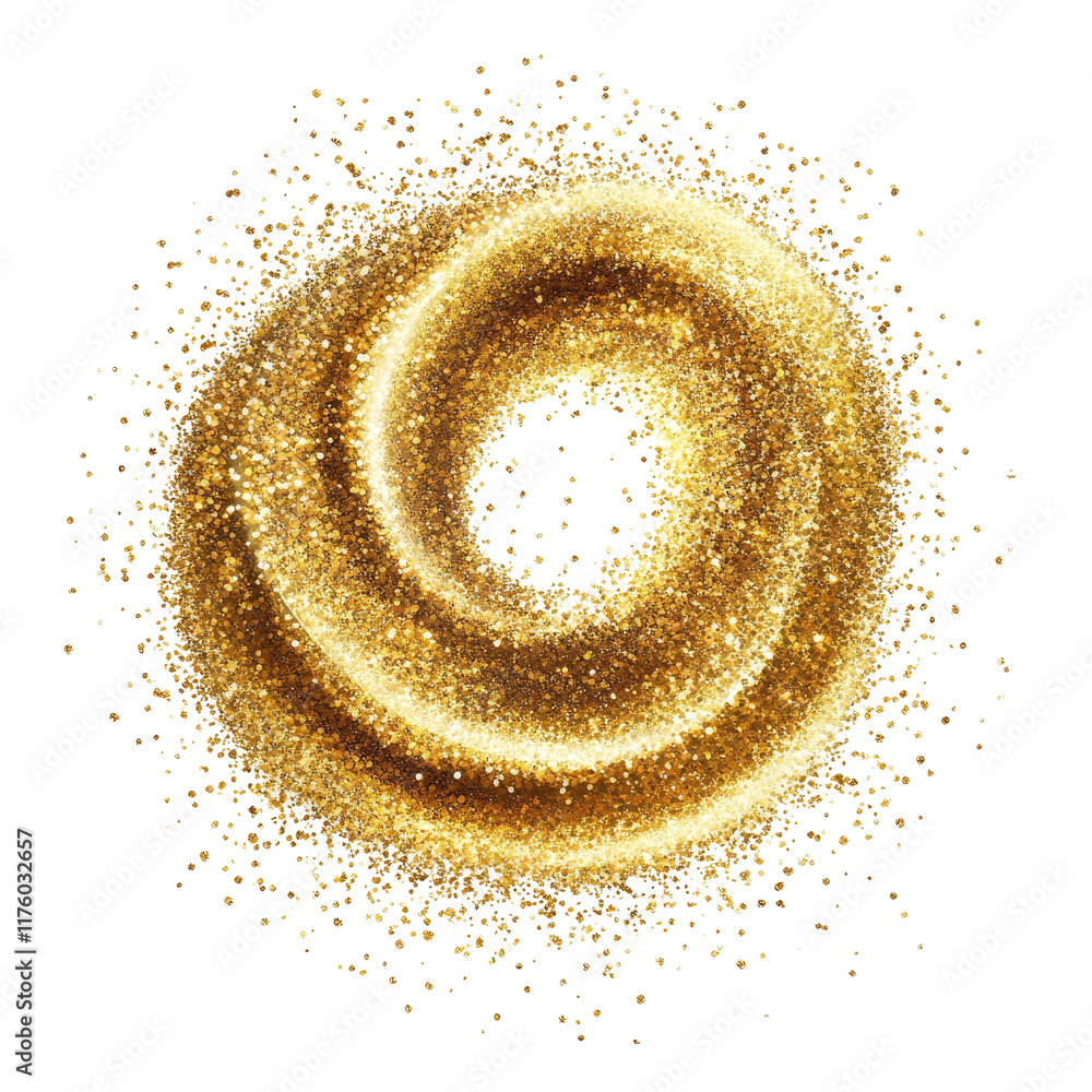 Poster shimmering gold glitter swirl isolated on a clean transparent background creating a captivating and 