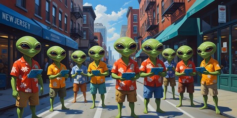 New Jersey Alien Invasion Colorful Funny UFO