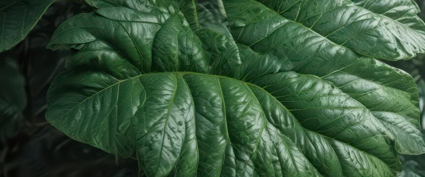 Dense green leaf with intricate veination pattern ,  nature,  foliage - Powered by Adobe
