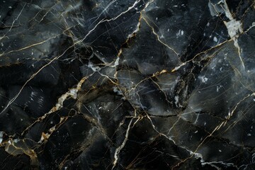 Photo of Deep black marble pattern with white veins. Background texture for backdrops or mapping