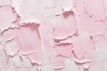 Photo of Many rough pink smears of acrylic oil paint on flat surface. Background texture for backdrops or mapping