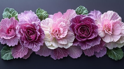 Fototapeta premium Colorful Ornamental Cabbage Flowers. Generative AI