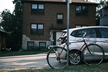 bicycle in front of house