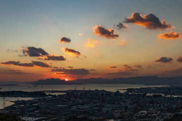 sunset over the city