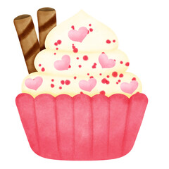 Cupcake with hearts on top