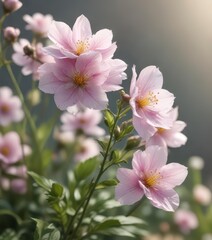 Delicate flowers in soft focus with subtle texture,  illustration,  design