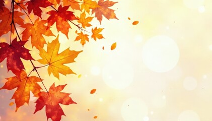 Obraz premium Abstract watercolor autumn leaves, vibrant orange and yellow hues , seasonal, fall