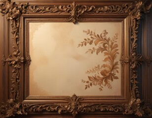 Obraz premium Delicate scroll elements wrap around a beautiful painting in an ornate wooden frame, aesthetic, ornamental details