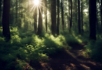 Fototapeta premium trees. video lush sunlight 4k shining forest view