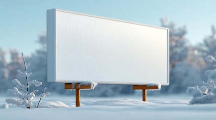 Fototapeta premium Snowy Winter Billboard Mockup. Generative AI