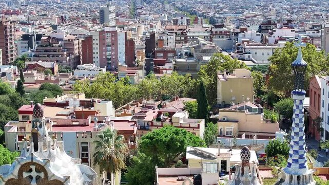 Close-up footage of the famous mosaic benches in Parc G&uuml;ell, Barcelona. Antoni Gaud&iacute;&rsquo;s intricate and colorful designs make this park one of Spain&rsquo;s most beloved landmarks.