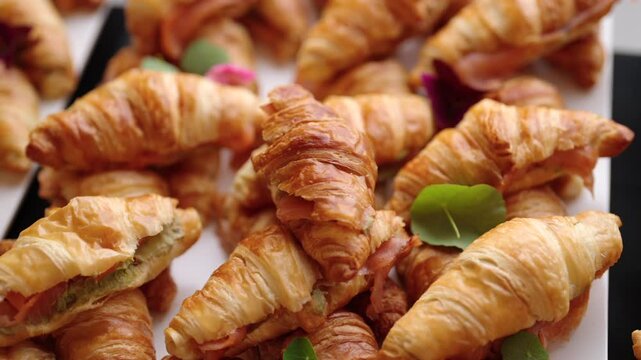 puff pastry croissants with salmon
