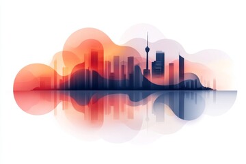 Fototapeta premium A simplified outline of the Kuwait skyline, highlighting its iconic buildings and the Gulf horizon