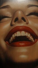 Fototapeta premium laughing woman, big smile, having fun, attractive abstract