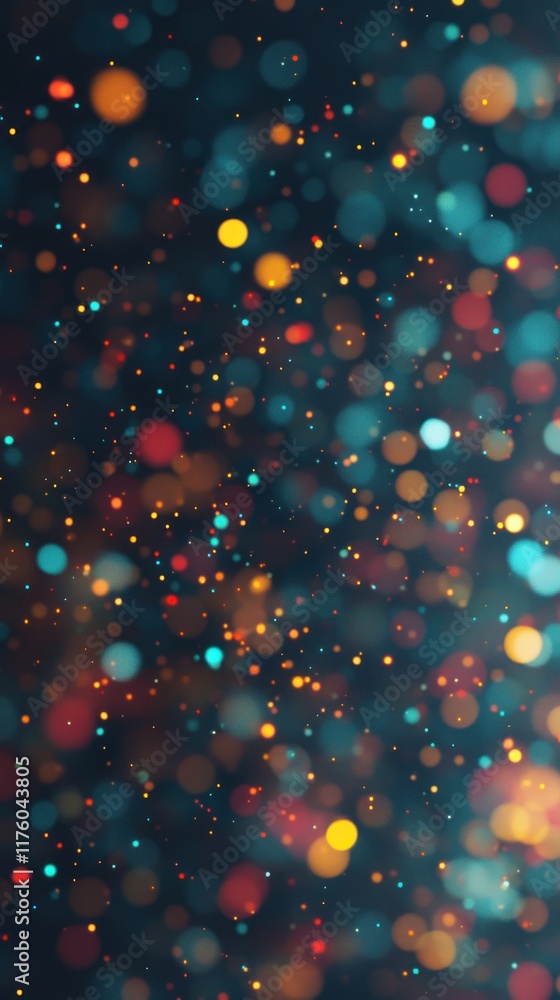Poster abstract colorful bokeh background with soft lights, glowing dots, and dreamy atmosphere for creativ