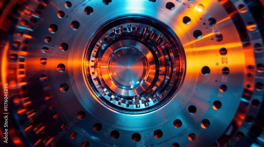 Poster abstract close-up of a high-tech engine component with sleek metallic surfaces and intricate pattern