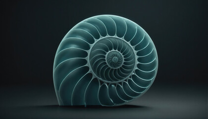 Obraz premium Stunning spiral shell showcasing intricate patterns and textures in a dark setting with soft lighting highlights