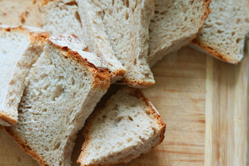 sliced bread on a wooden board
